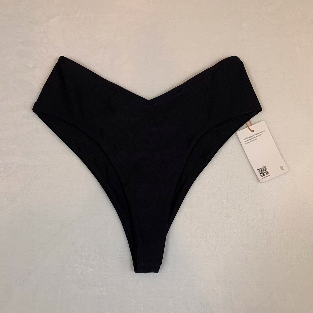 NWT Quince Black High Cut & Cheeky Bikini Bottoms Size Medium